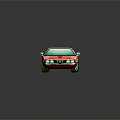 Red Pixel Art Sports Car With Stylish Retro Design And Shiny Wheels