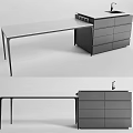Modern Kitchen Counter With Long Top Drawer Cabinets Sink And Cooktop