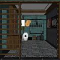 Traditional Style Store with Red Blue Exterior Cartoon Characters and Wine Racks