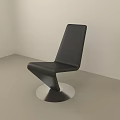 Modern Black Accent Chair with Unique Sloped Design and Silver Metal Base