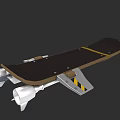 Special Designed Skateboard With Black Deck Brown Edges White Jet Thrusters And Yellow Stripes