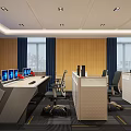 Modern monitoring room Command control room Dispatching command center Monitoring hall Command hall Office desks and chairs 3d model