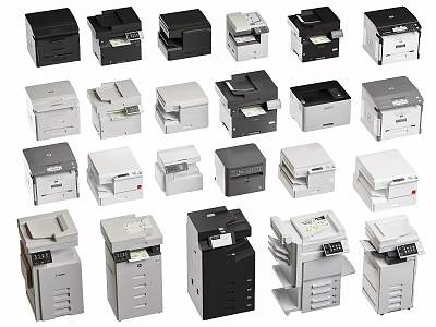 Diverse Range of Multifunctional Office Appliances With Various Models And Color Choices 3d model