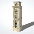 Classical Stone Tower With Decorative Top And Multiple Windows Architecture