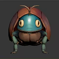 Colorful Cartoon Beetle Character Design With Blue Head Red Shell Large Eyes And Antennae