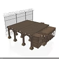 Modern Wooden Roof Structure With Barbed Wire Fence And Support Pillars