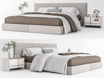 Modern Minotti double bed 3d model