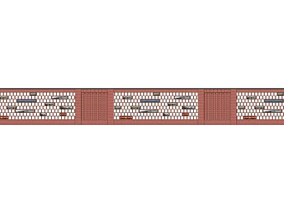 Decorative Feature Wall Design With Red And White Brick Patterns And Segmented Sections 3d model