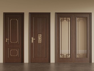 New Chinese style sliding door single door 3d model