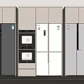 Various Styles Modern Refrigerators and Freezers Display in Showroom With Gray and Black Colors