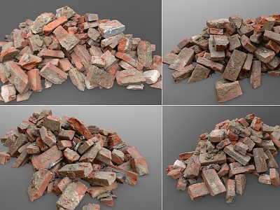 Modern Brick Building Waste Brick Building Waste Brick Concrete Brick model