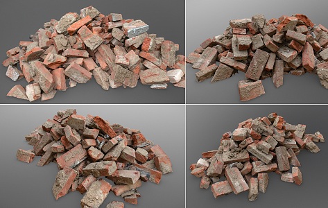 Modern Brick Building Waste Brick Building Waste Brick Concrete Brick 3d model