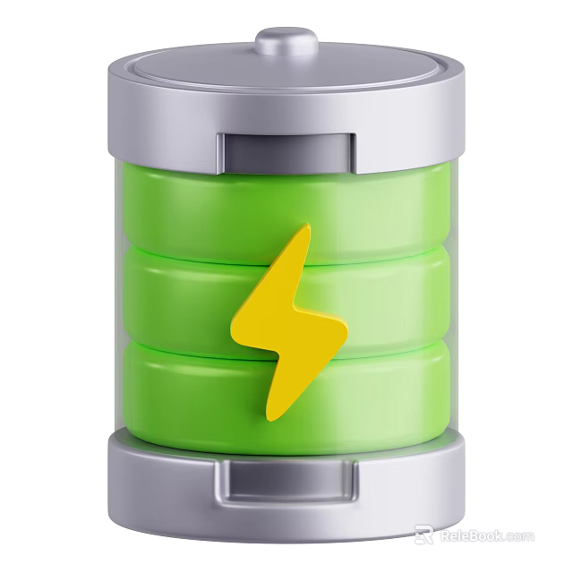 Smart Machine Green Battery Energy Storage with Yellow Lightning Symbol 3d model 