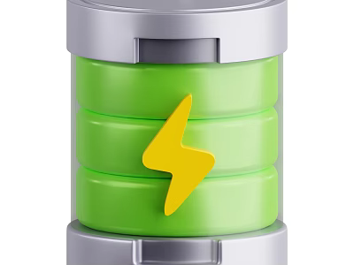 Smart Machine Green Battery Energy Storage with Yellow Lightning Symbol 3d model