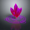 Purple Crystal Like Petal Shaped Decorative Ornament Set With Circular Symbol Base