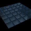 Blue Stage With Grid Pattern Square Panels And Illuminated Holes On Black Background 3d model