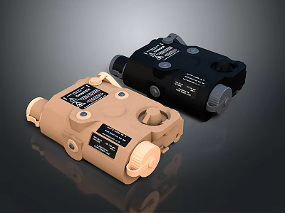 Two Black And Beige Industrial Mechanical Devices With Labels And Knobs 3d model