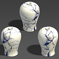 Three-Shading Two-Shading Blue and White Porcelain Porcelain Vase Ceramic Pottery Vase Object Parts Scene 3d model