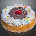 Delicious Chocolate Cake With Red Berries White Whipped Cream Colorful Sprinkles And Crunchy Base