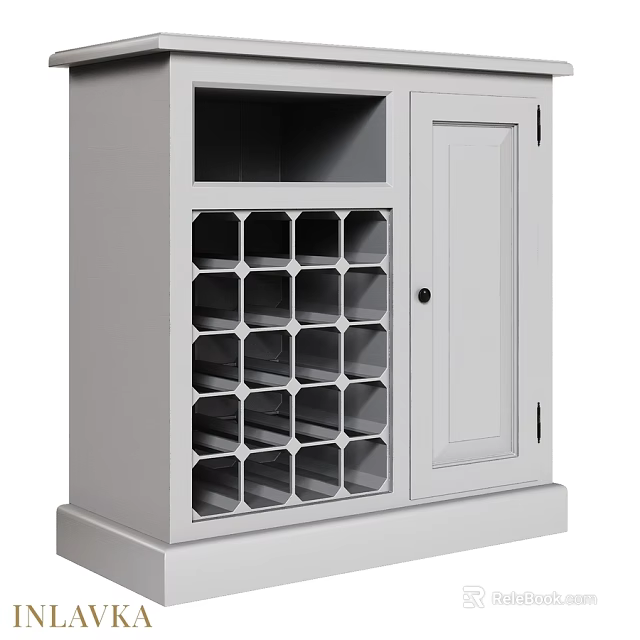 Modern White Storage Cabinet with Grid Compartments and Single Door for Home Organization 3d model 