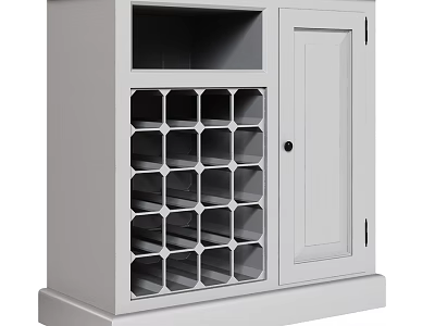 Modern White Storage Cabinet with Grid Compartments and Single Door for Home Organization 3d model