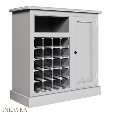 Modern White Storage Cabinet with Grid Compartments and Single Door for Home Organization 3d model