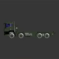 Green Military Flatbed Truck Featuring Multiple Wheels And Cab Design 3d model