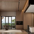 Modern Hotel Guest Room Interior With Bathtub Bed Sofa And Windows