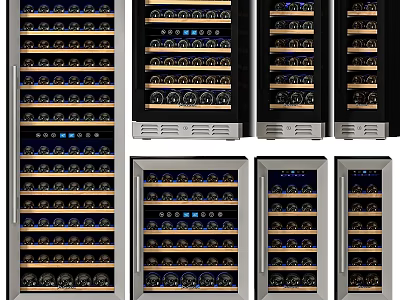 Modern Wine Cooler Designs With Glass Doors And Multiple Bottle Storage 3d model
