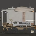 Minimalist Modern Living Room Interior With Sofa Coffee Table And Pendant Light