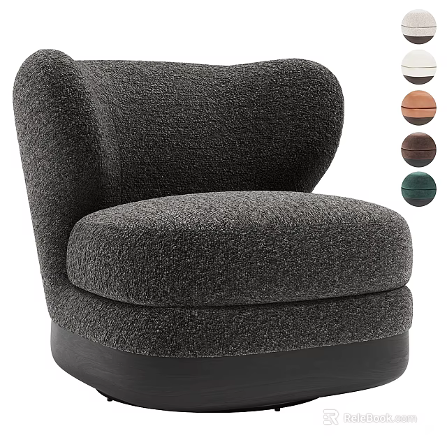 Modern Single Sofa With Round Design Plush Fabric And Multiple Color Options 3d model