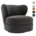 Modern Single Sofa With Round Design Plush Fabric And Multiple Color Options 3d model