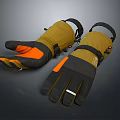 Yellow And Black Outdoor Work Gloves With Orange Accents And Adjustable Straps
