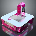 Stylish Pink And White Exhibition Stand Furniture With Floral Patterns And EMO Logo