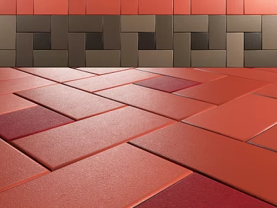Interlocking Red Brown Square Tiles for Decorative Wall and Floor Design 3d model