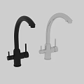 Modern Stainless Steel Double Handle Faucet with Sleek Curved Spout Design