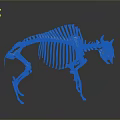 Golden Horned Animal Skeleton With Detailed Bone Structure And Metallic Finish On Gray Background