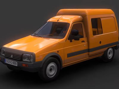Orange Single Cab Van With Black Stripe And Classic Exterior Design Features 3d model
