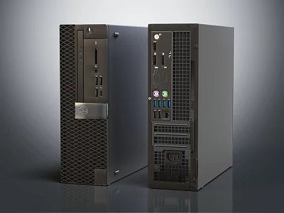 Desktop Computer Towers With Modern Design Multiple Ports And Ventilation Grills 3d model