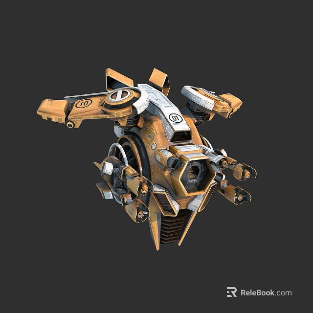 Mechanical Robot Character Featuring Orange White Design And Complex Machinery Parts 3d model
