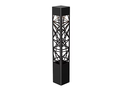 Modern Black Outdoor Light Pillar With Geometric Cutout Design For Garden Decor 3d model