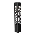 Modern Black Outdoor Light Pillar With Geometric Cutout Design For Garden Decor