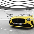 Bentley Yellow Convertible Car Featuring Open Top Design And Stylish Wheels