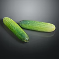 Fresh Green Cucumbers With Vibrant Skin On Dark Reflective Surface 3d model
