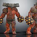 Lava Giant Creature With Stone Armor Glowing Orbs And Muscular Build