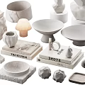 Minimalist Decorative Ornament Set With Sculptures Bowls Books Candle Holders Mushroom Lamp And Knots