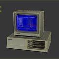 Vintage Computer System With Retro Monitor And Blue Screen