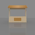 Modern Display Shelf With Orange Canopy Wooden Structure And Front Panel Design 3d model