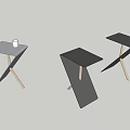 Modern Side Table With Z Shaped Frame And Wooden Legs In Different Colors