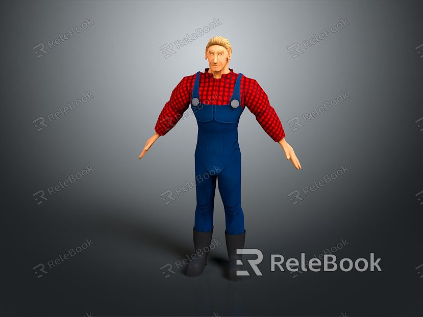 Worker European worker mechanic builder repairman miner digger figure model